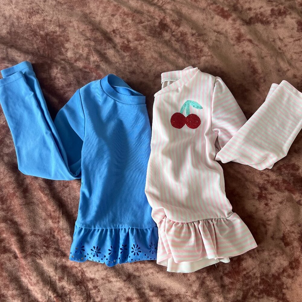 Cat & Jack Girl's Swimsuit Size 4/5 BUNDLE of Two Swim Tops Only
